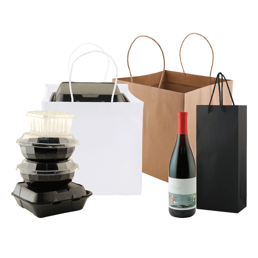 Food Service Packaging Wide Gusset Bags Delivery Bags Take Out Bags Wine Bags