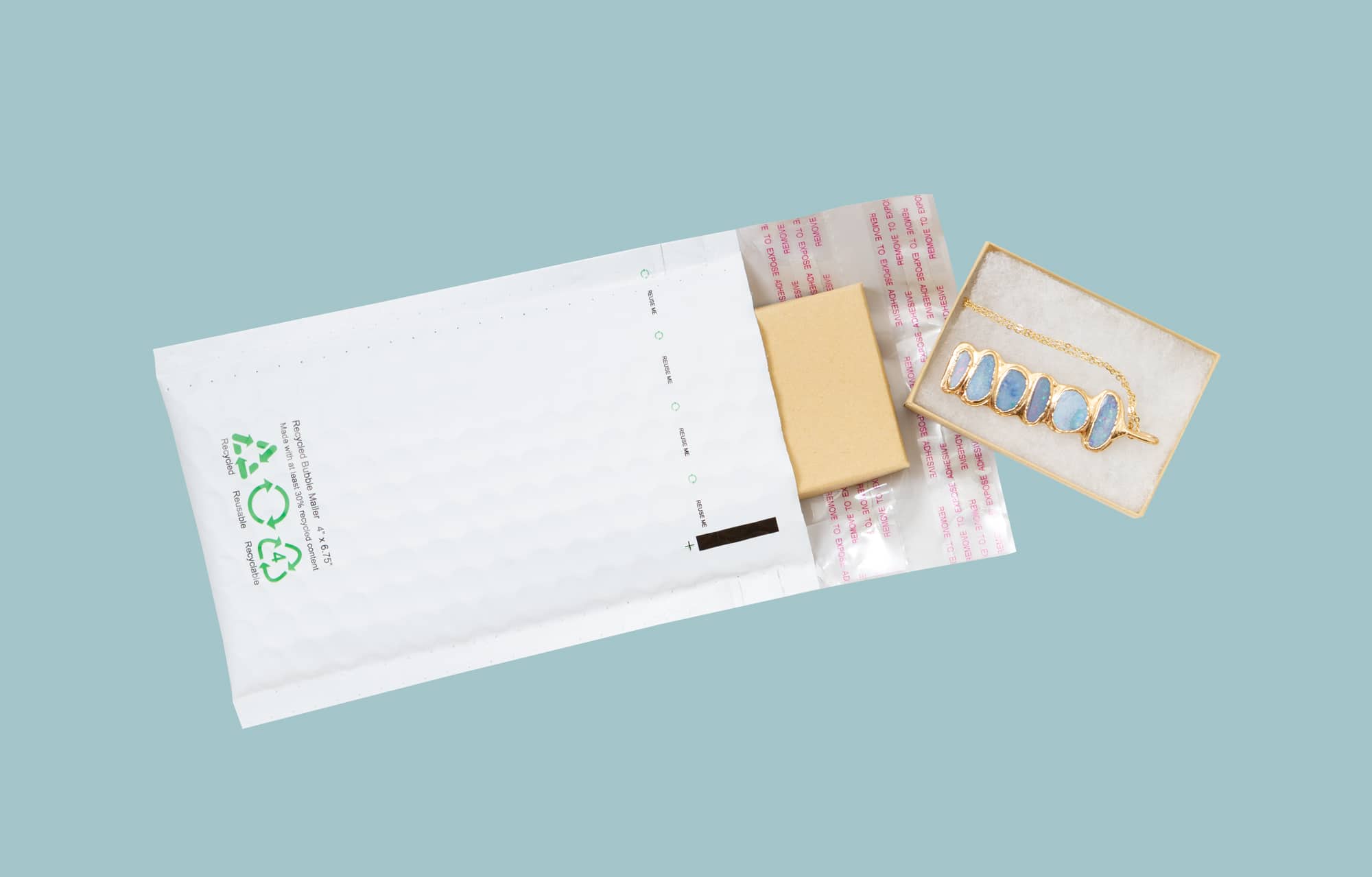 Bubble mailer with jewelry