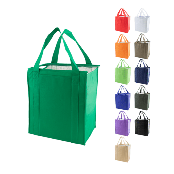 Large Insulated Grocery Tote Bags all colors Non-Woven Bag Zipper Top