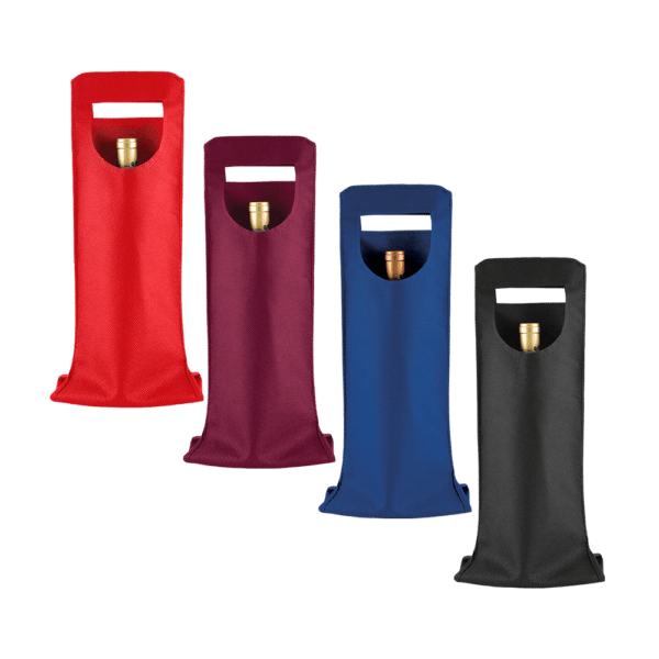 Non-woven reusable wine bags all colors for single wine bottle folds flat die-cut handle