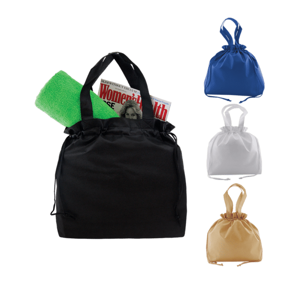 Universal tote bags all colors non-woven cinch closure unique bag